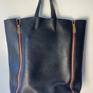 Black Authentic Celine Vertical Zippered Cabas Tote